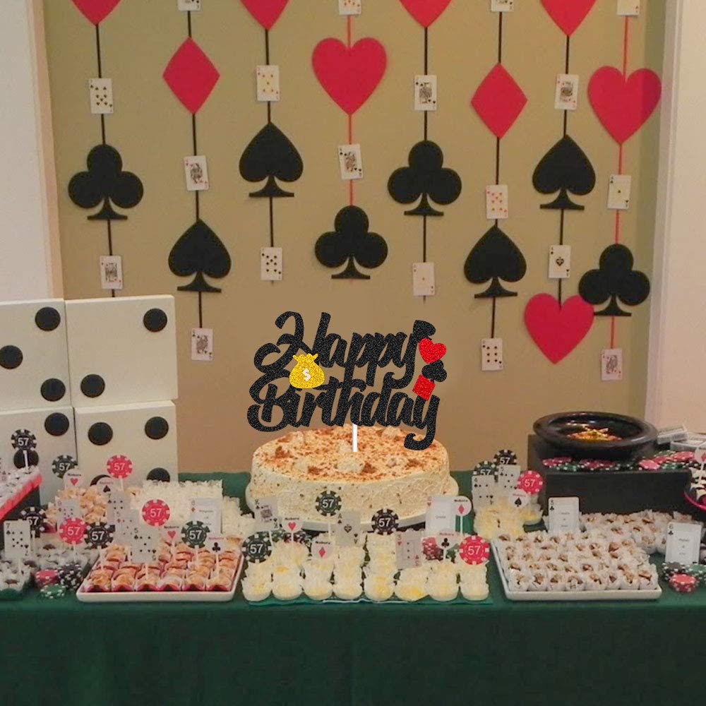 1 Piece Double Sides Glitter Poker Cake Topper Birthday Decorations ...