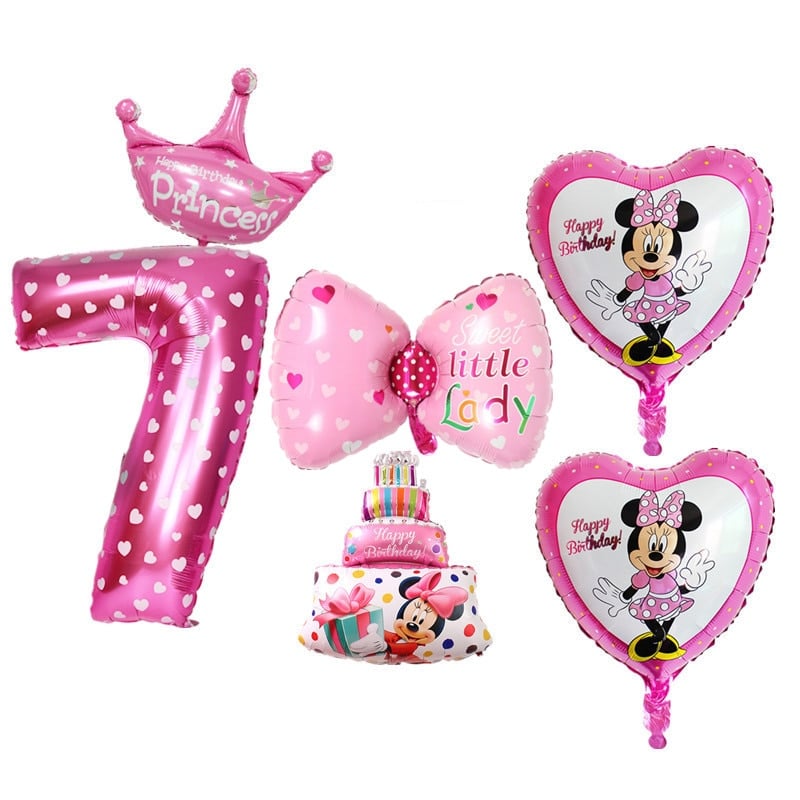 1 Set Boy Girls 7 Years Old Happy Birthday Balloons Digital 7 Flower ...