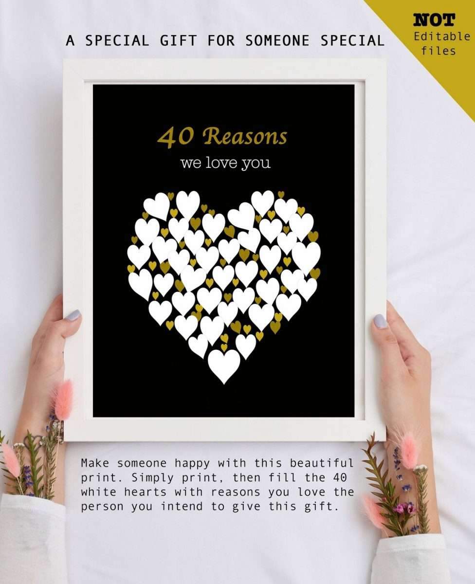 40 Reasons We Love You 40th Birthday Gift For Her Wife