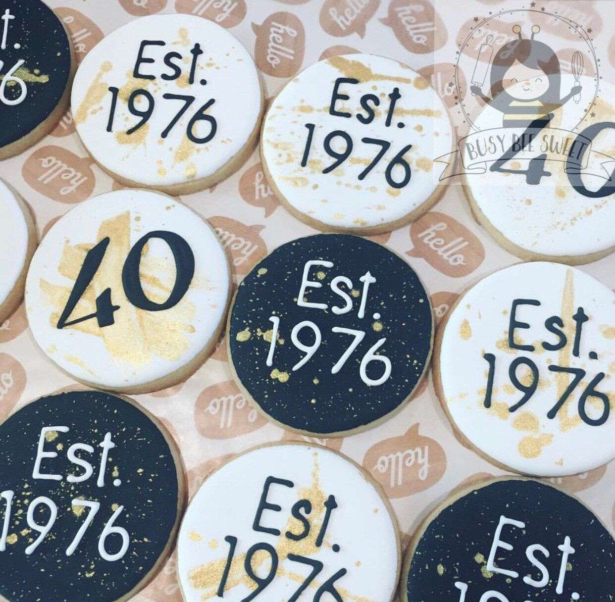 40th Birthday Cookies/ Black White and Gold Cookies by ...