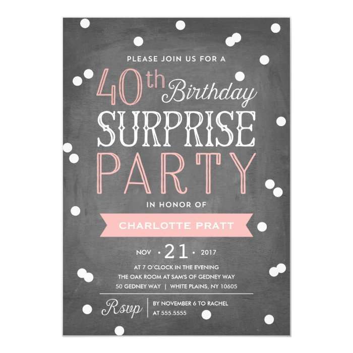 40th Confetti Surprise Party Invitation