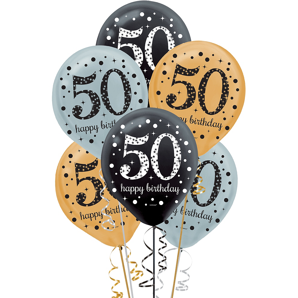 50th Birthday Balloons 15ct