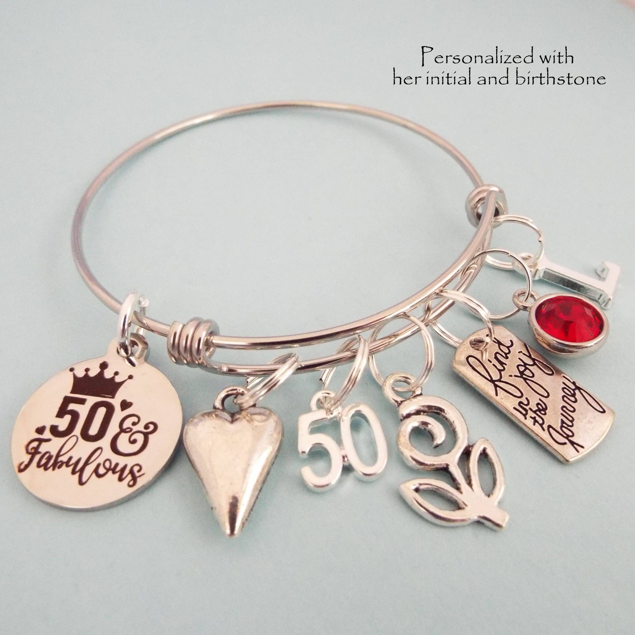 50th Birthday Gift, Personalized Gift for Woman Turning 50, Birthstone ...