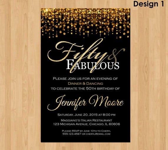 50th Birthday Invitation for Women 50 and Fabulous