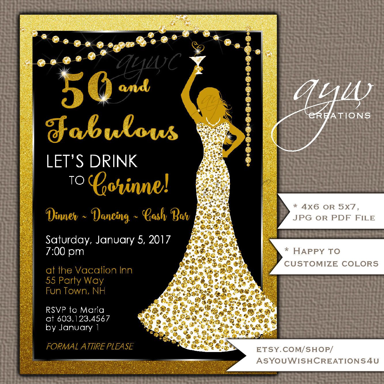 50th Birthday Invites