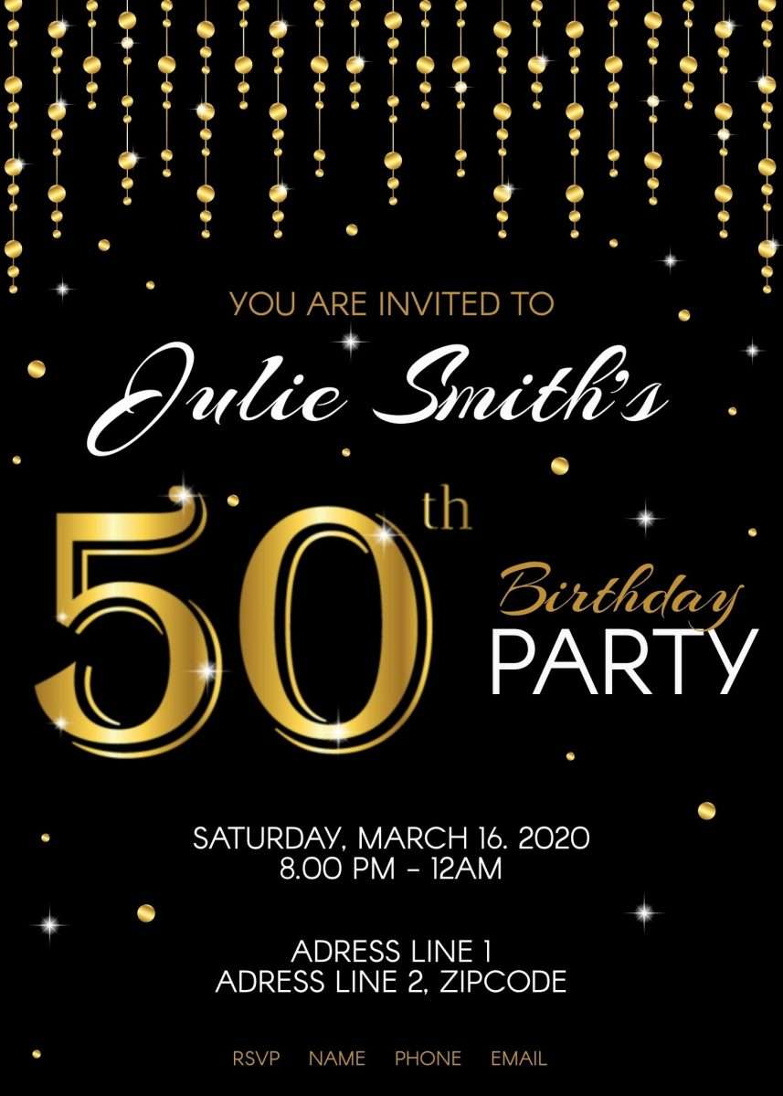 50th Birthday Party Invitation Classic Design  Funtastic Idea