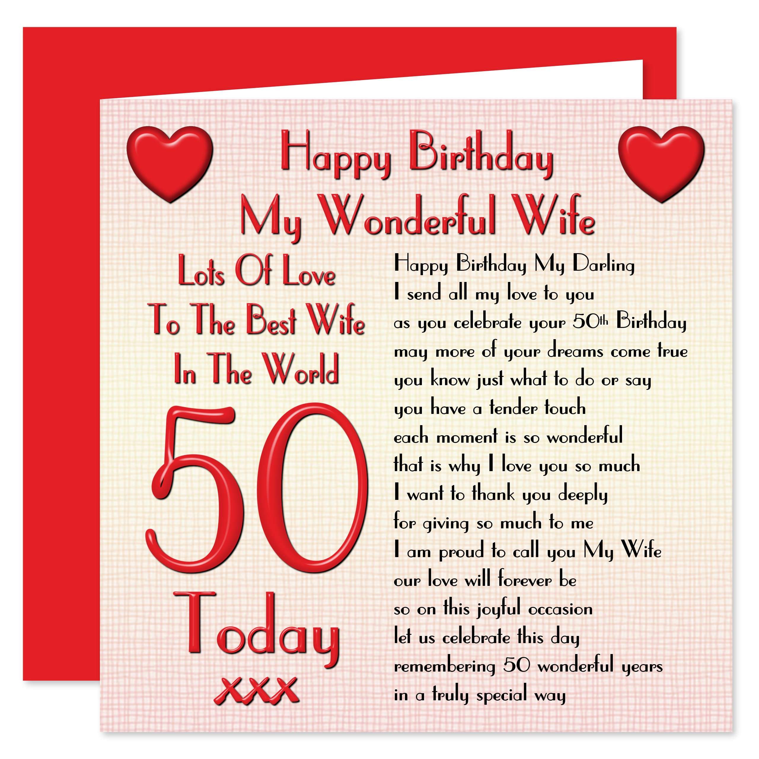 50th My Wife Happy Birthday Card