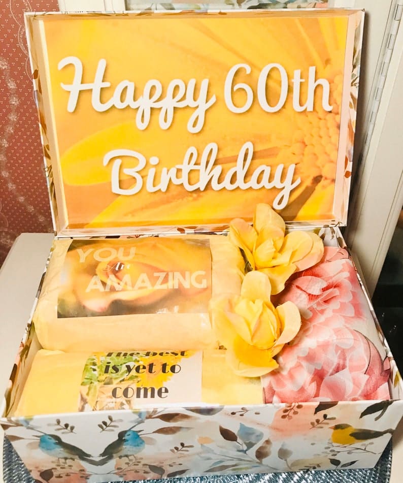 60th Birthday Gift Box for Mom. Best 60th Birthday Gifts. 60th