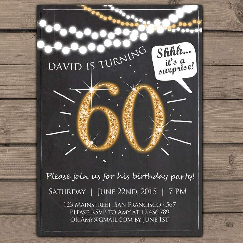 60th birthday invitation Gold Glitter Surprise Party