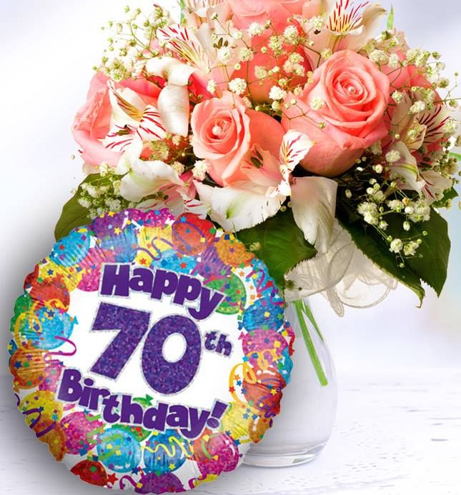 70th Birthday Flowers and Balloon. Available for UK wide delivery from ...