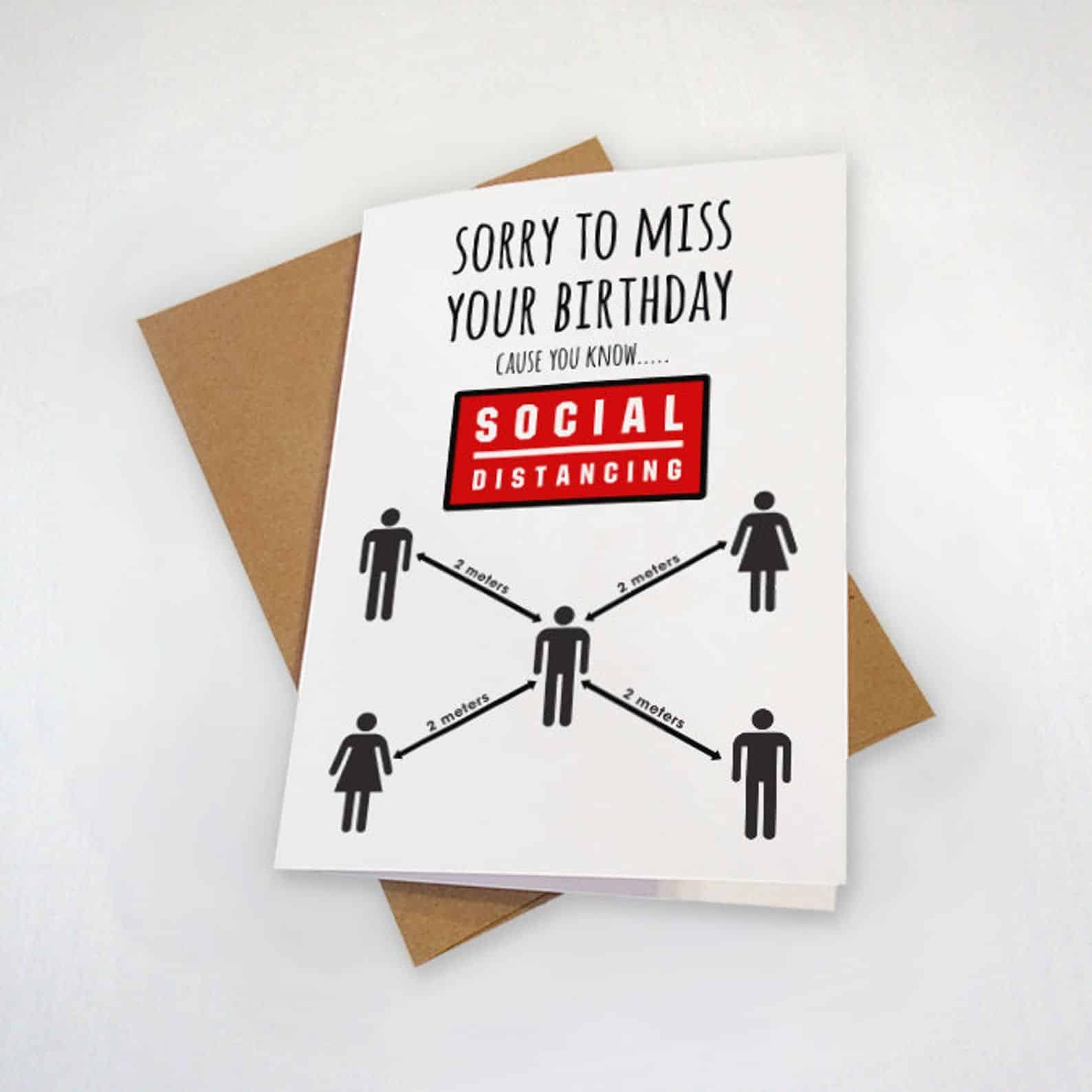 A Social Distancing Birthday Card Funny Belated Birthday