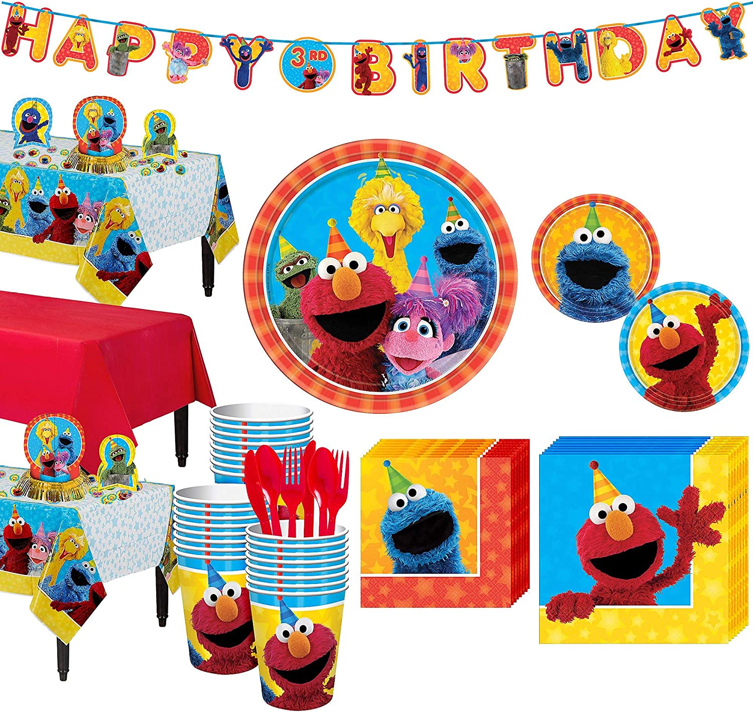 Amazon.com: Party City Sesame Street Tableware Party Kit and Supplies ...