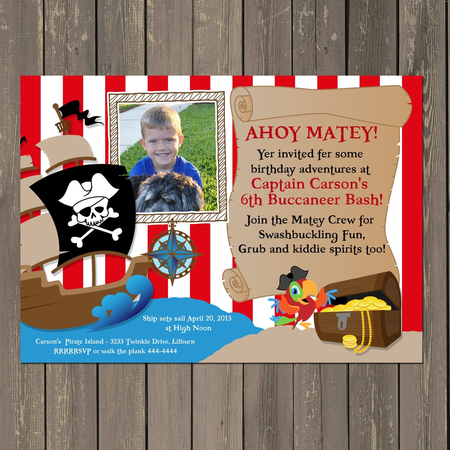 Amazon.com: Pirate Party Invitation, Pirate Birthday Invitation, Boys ...