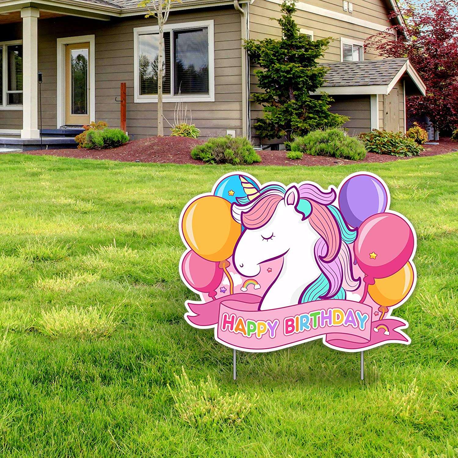 Amazon.com : Unicorn Happy Birthday Yard Sign, Girls ...