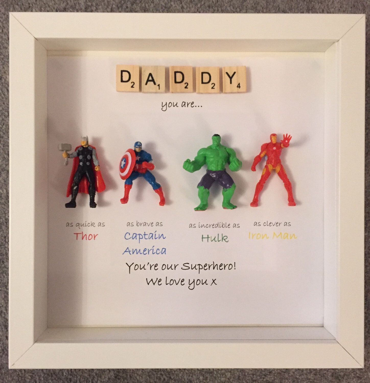 Avengers style Superhero figures frame gift. Ideal for dad, brother ...