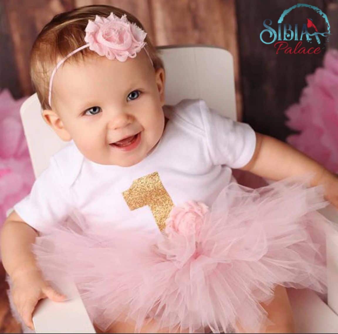 Baby Girl One Flower Pink 1st Birthday Cake Smash Photoshoot Outfit Set