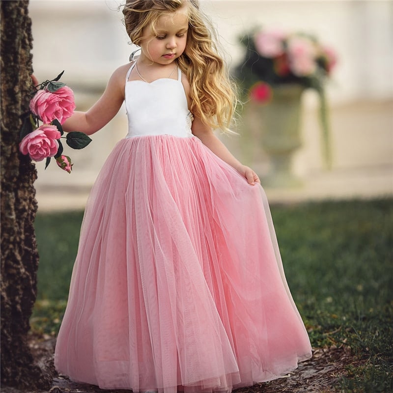 Baby Girls Baptism Dress Toddler Birthday Party Dresses Princess Pink ...