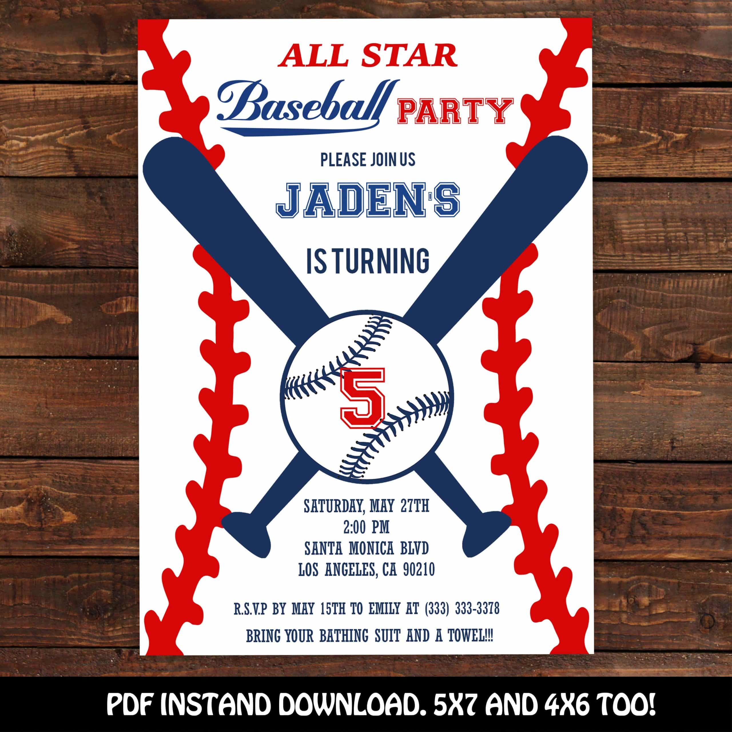 Baseball Invitation Baseball Party Invitation Printable