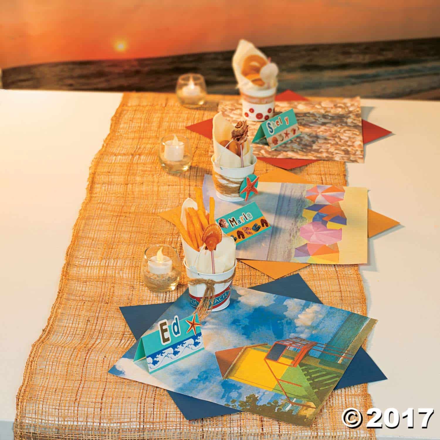 Beach Scene Placemats, Pails &  Place Cards Idea