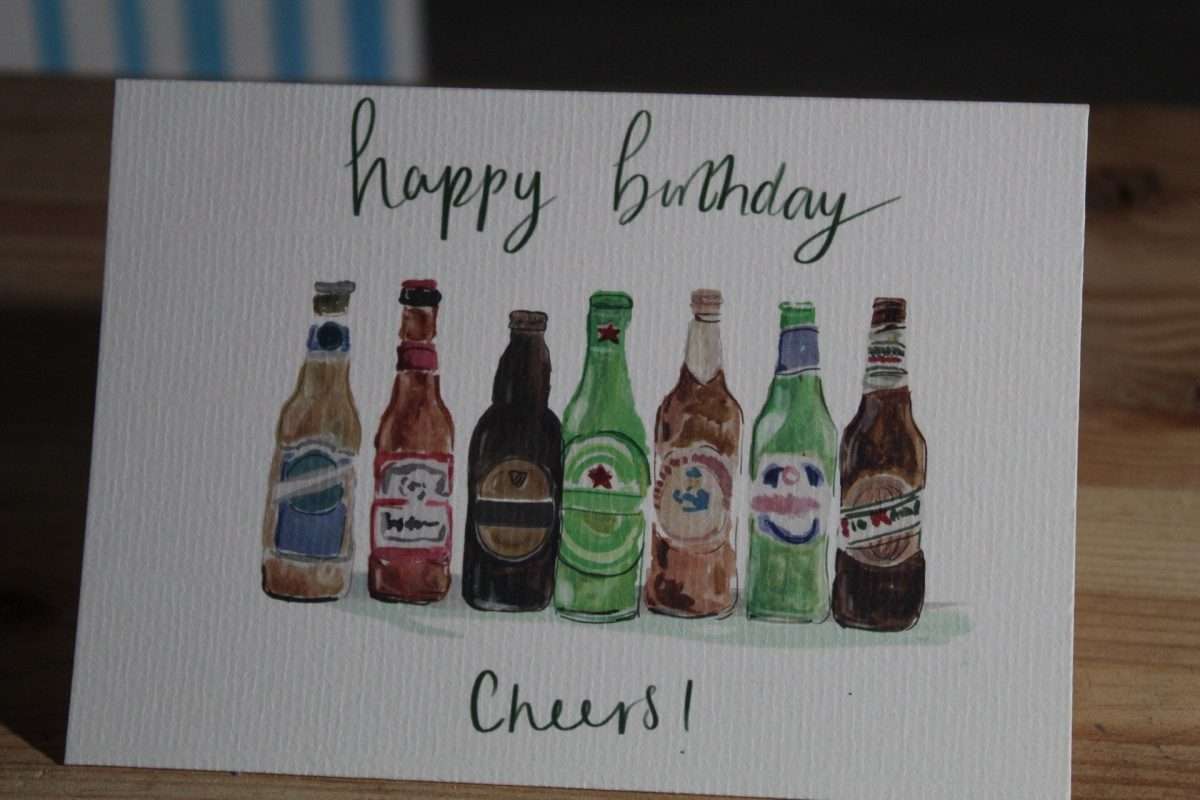 Beer birthday card// birthday card for him// beer bottles card