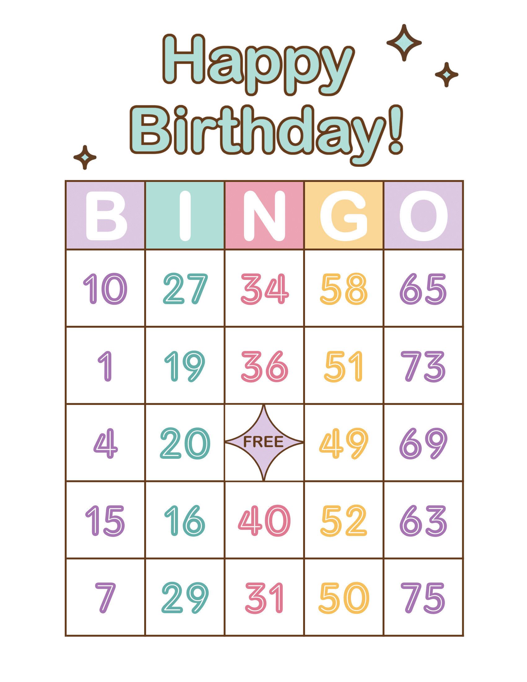 Birthday Bingo Cards 200 cards prints 1 per page immediate