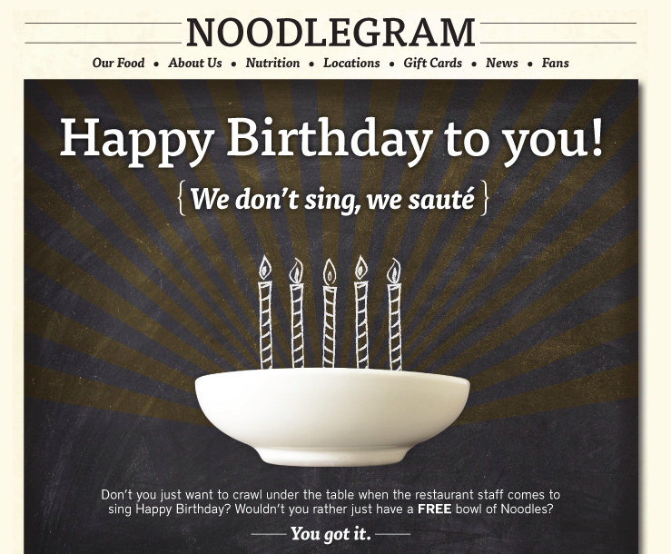 Birthday Freebie: FREE Bowl of noodles from Noodles ...