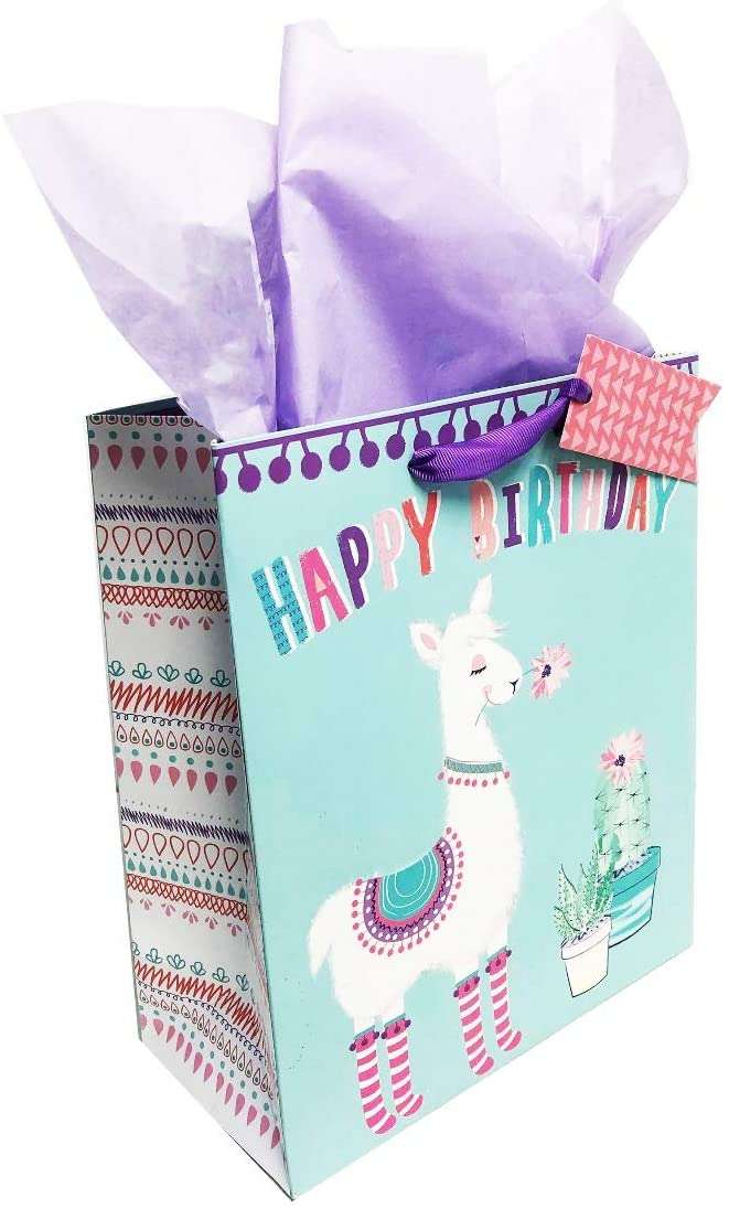 Birthday Gift Bags Kids Girls Medium Llama Glitter Her ...