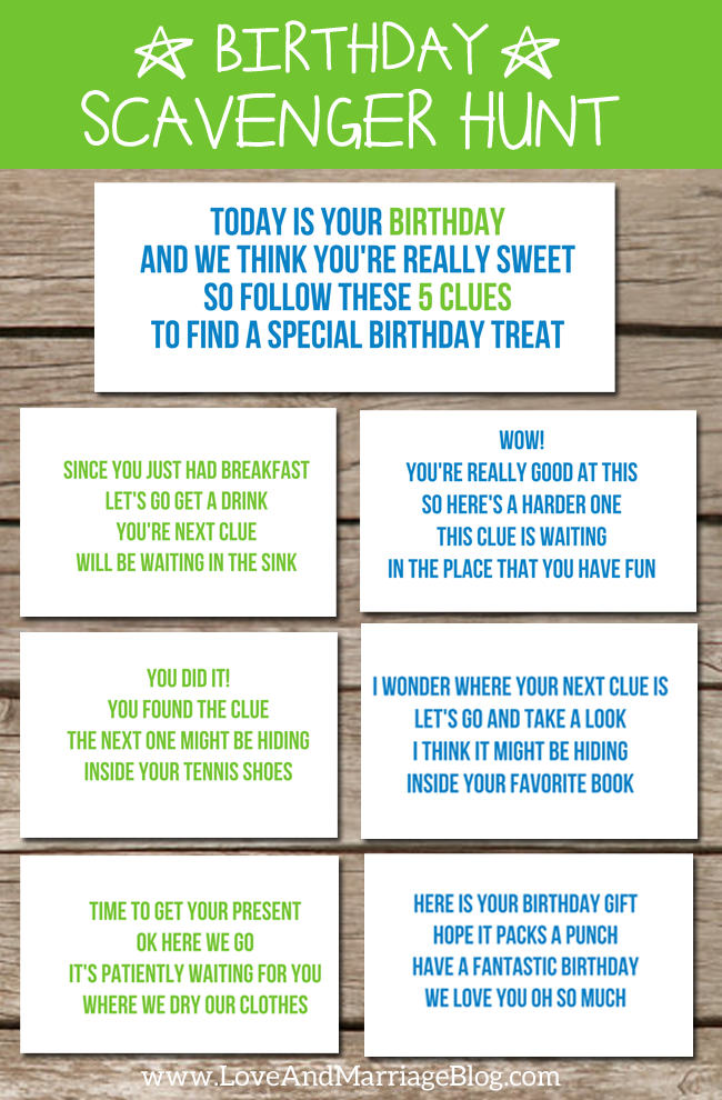 Birthday Scavenger Hunt {with free printables ...