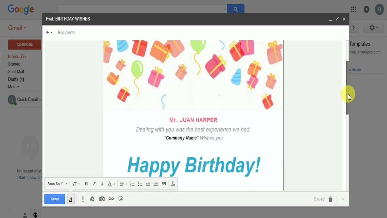 Birthday Wishes Email Template