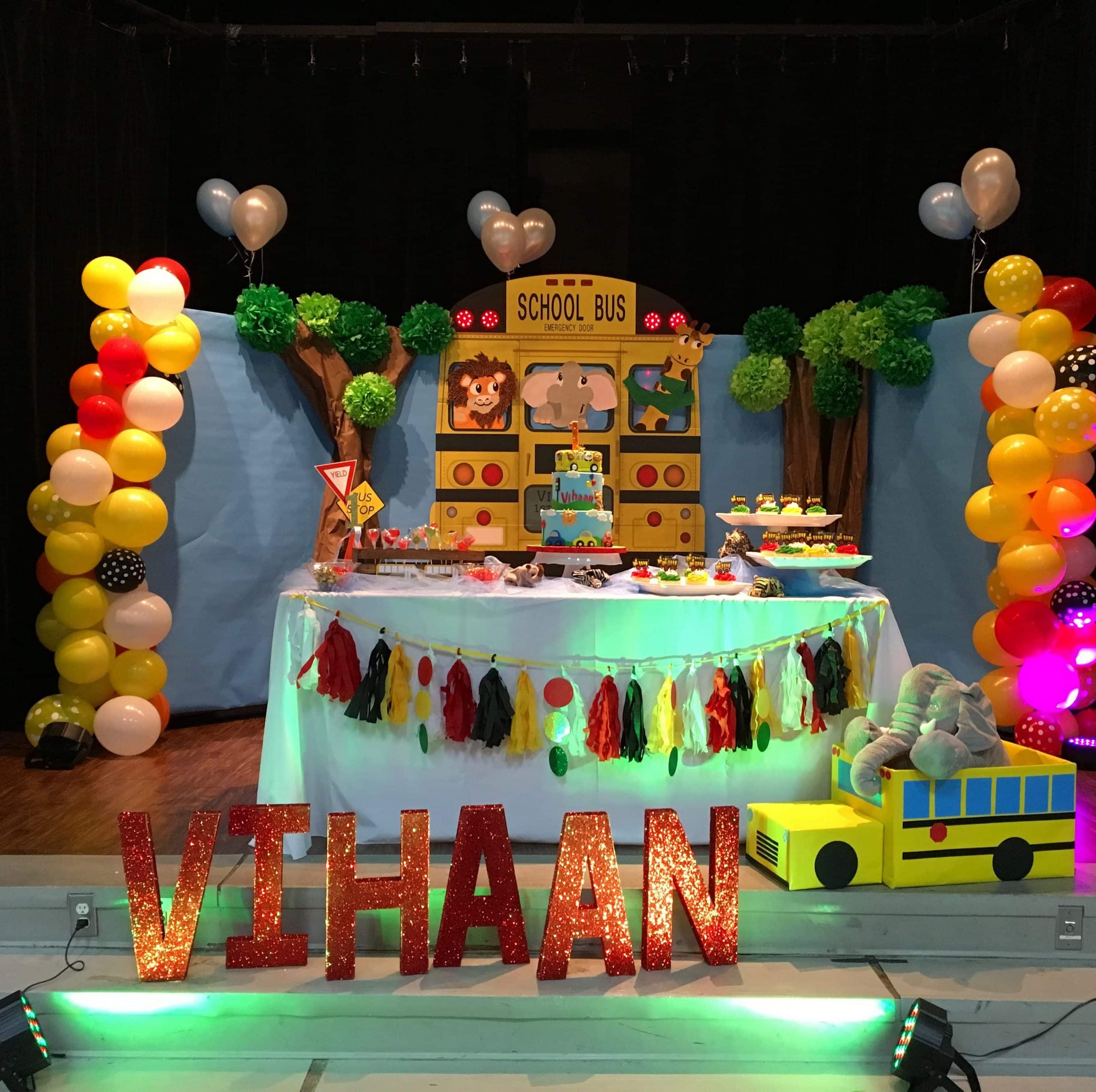 Cake table for a little boys first birthday with The wheels on the ...
