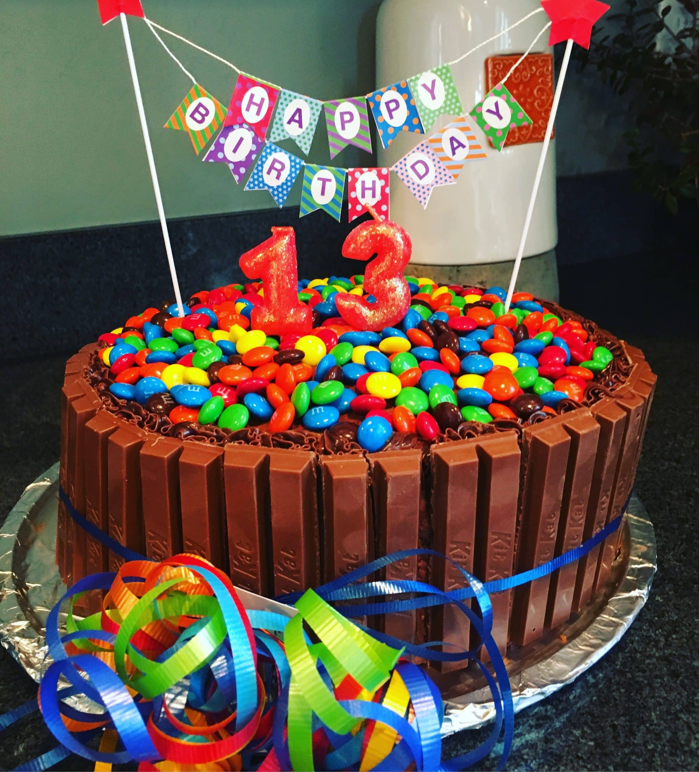 Candy cake, 13th birthday, KitKat cake, happy birthday, boy birthday ...