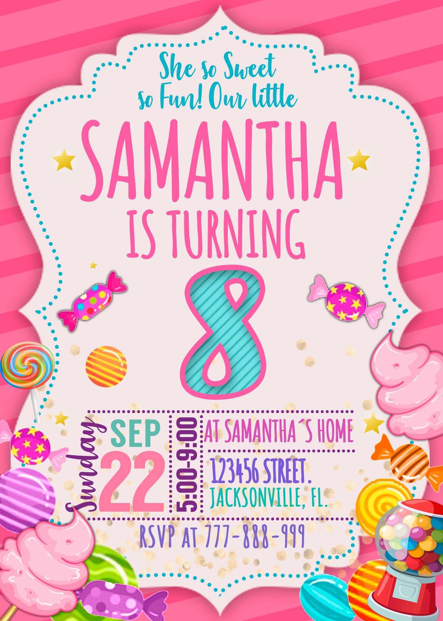 Candyland Birthday Invitation
