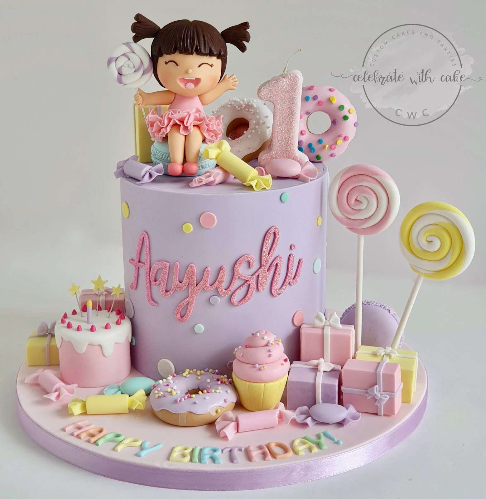 Celebrate with Cake!: Girl in Candyland 1st birthday Single tier Cake