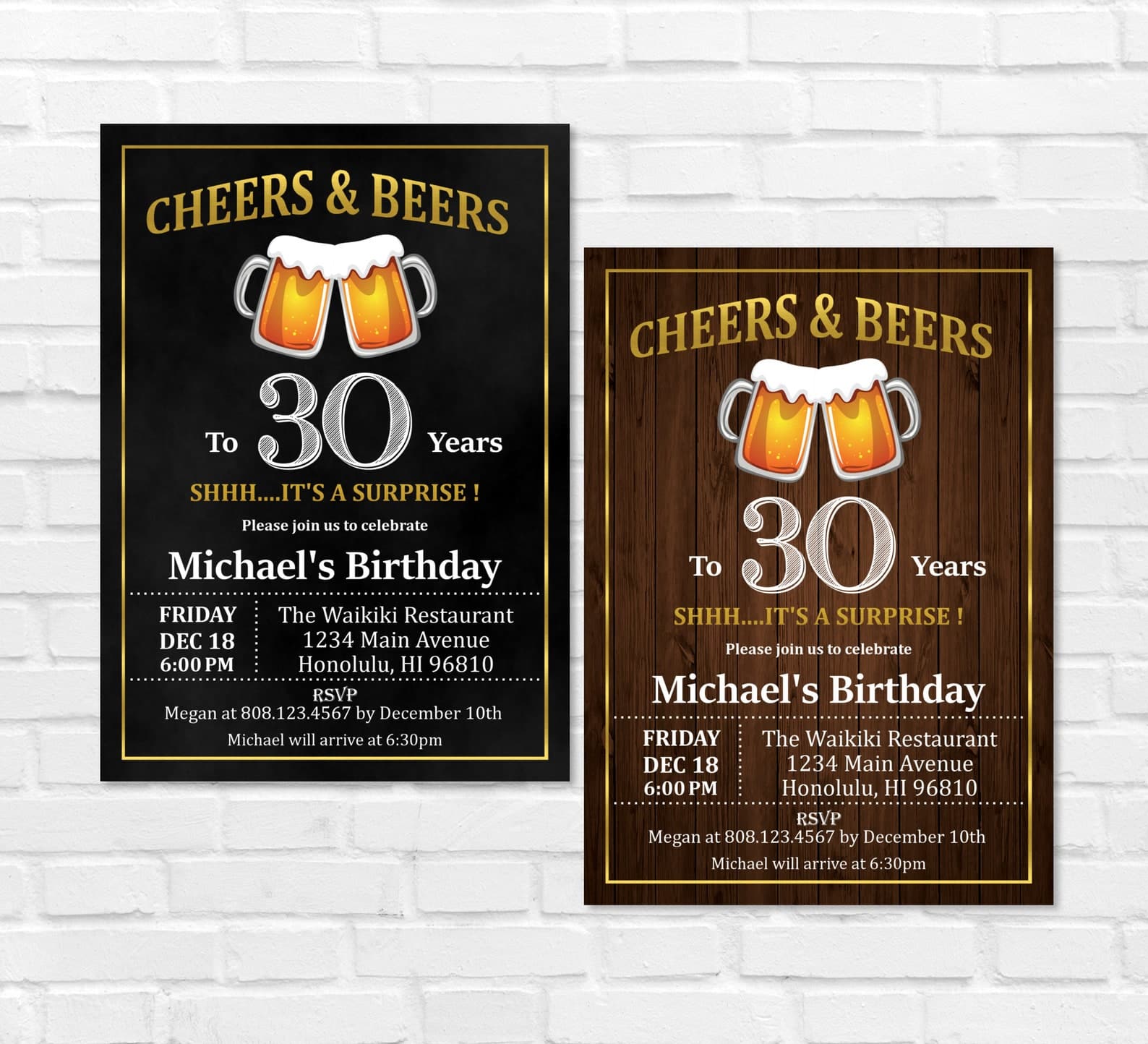 Cheers and Beers to 30 years 30th Birthday Invitation for him