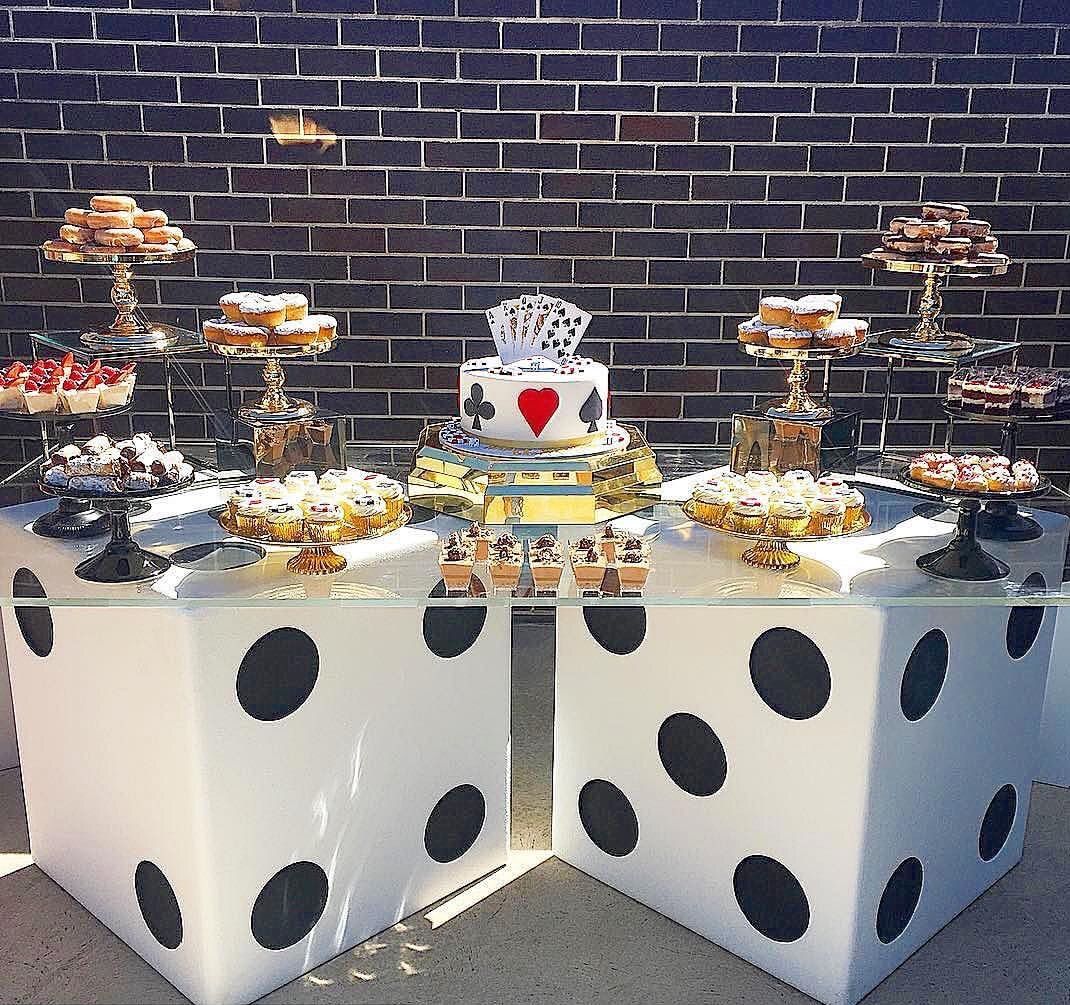 Close up of the dessert table from the casino themed birthday party ...