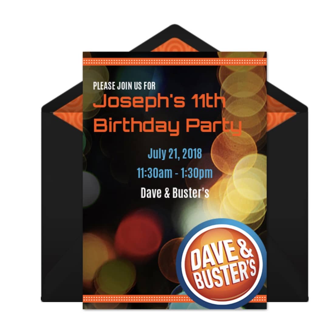 Dave And Busters Birthday Party Invitations