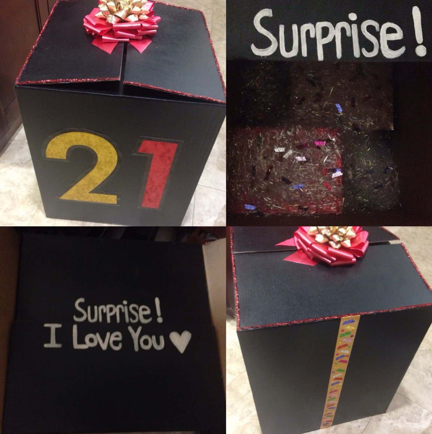 Decorated a giant box and stuffed presents inside for my boyfriends ...
