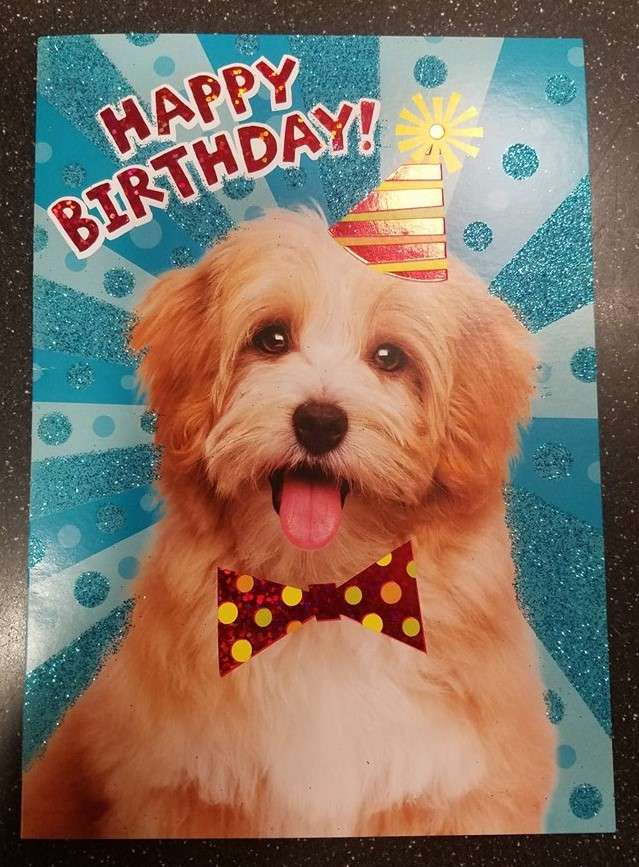 Dog Glitter Birthday Card