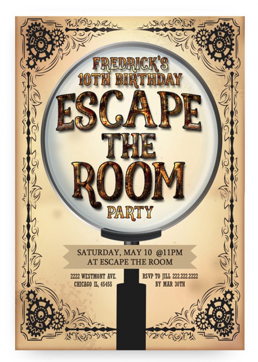 Escape room birthday invitation