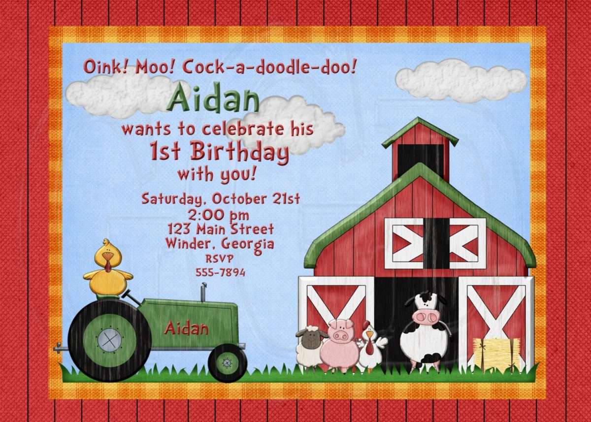 Farm Invite Barnyard Birthday Invitation little farmer