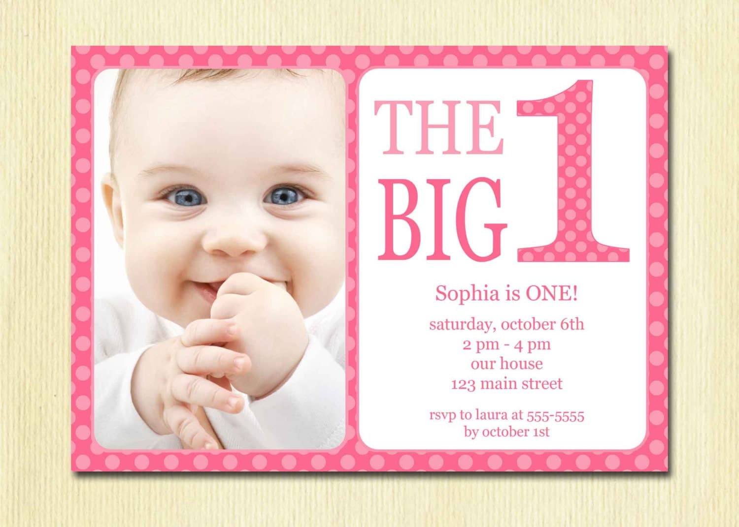 First Birthday Baby Girl Invitation DIY Photo Printable