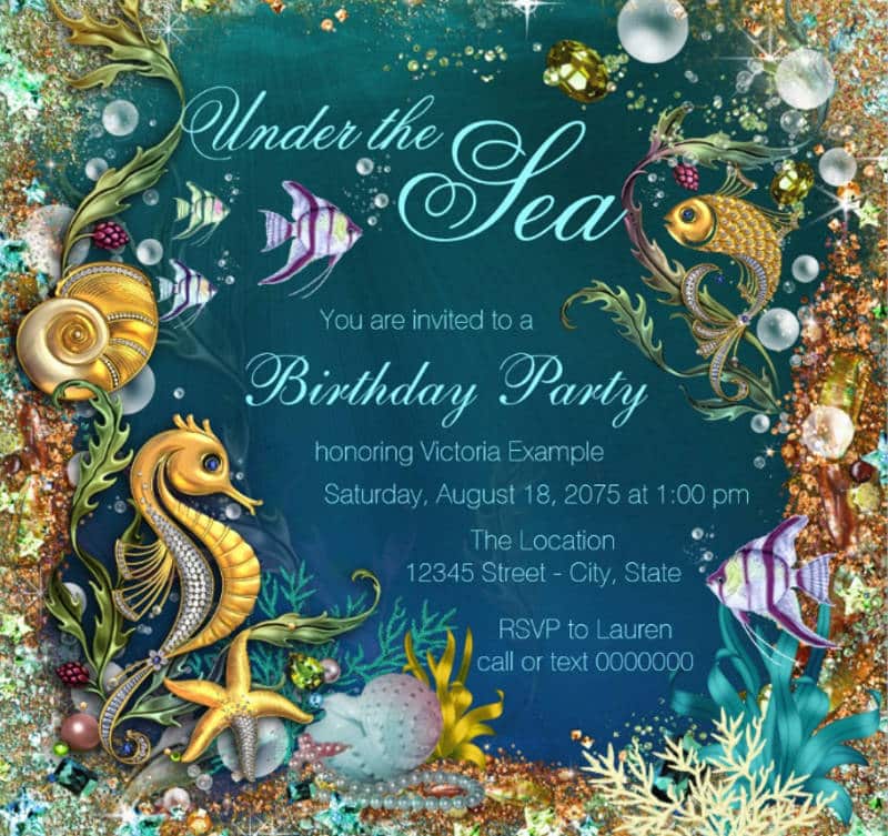 FREE 14+ Under The Sea Birthday Invitation Designs &  Examples in PSD ...