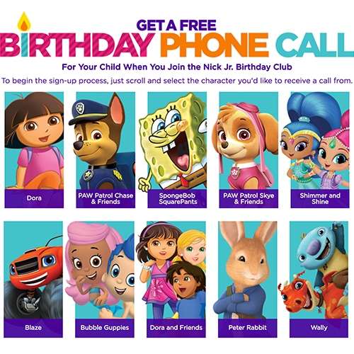 FREE Birthday Phone Call From Favorite Nick Jr. Characters ...