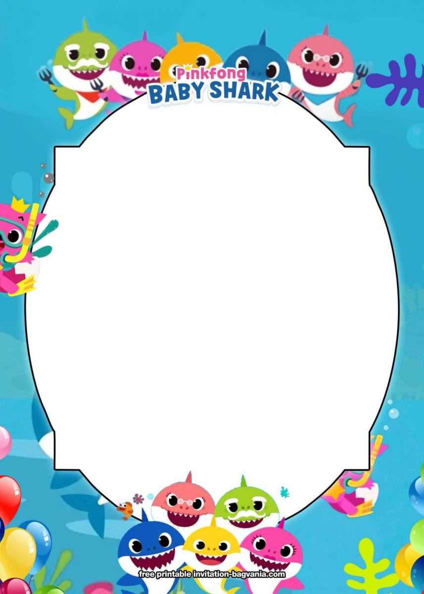 FREE Printable Baby Shark Birthday Invitation Templates (With images)