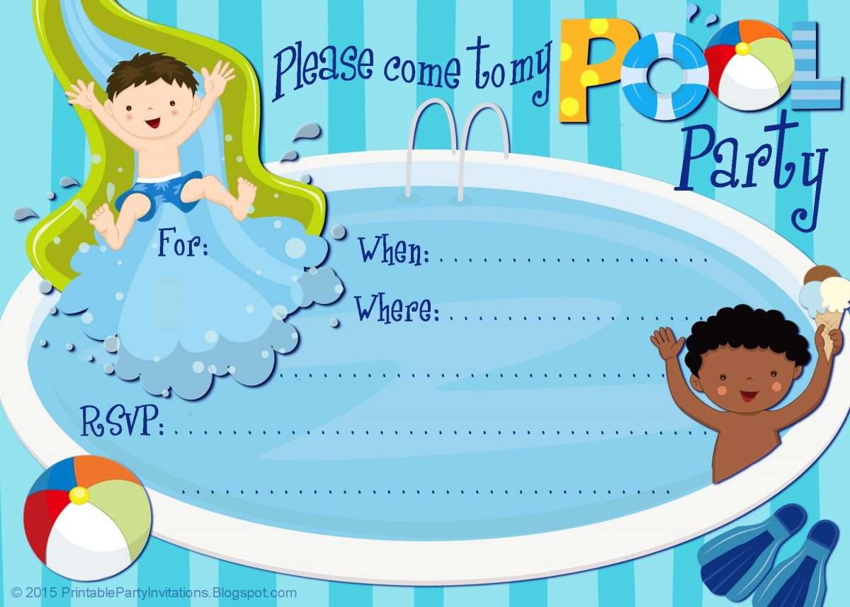FREE Printable Pool Party Invitation for Boys in 2020