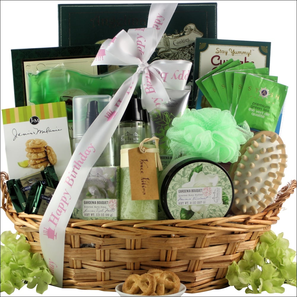 Gardenia Bouquet Spa Haven: Bath &  Body Birthday Gift Basket