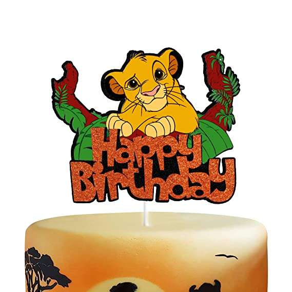 Glitter Cartoon The Lion King Happy Birthday Cake Topper, Jungle ...