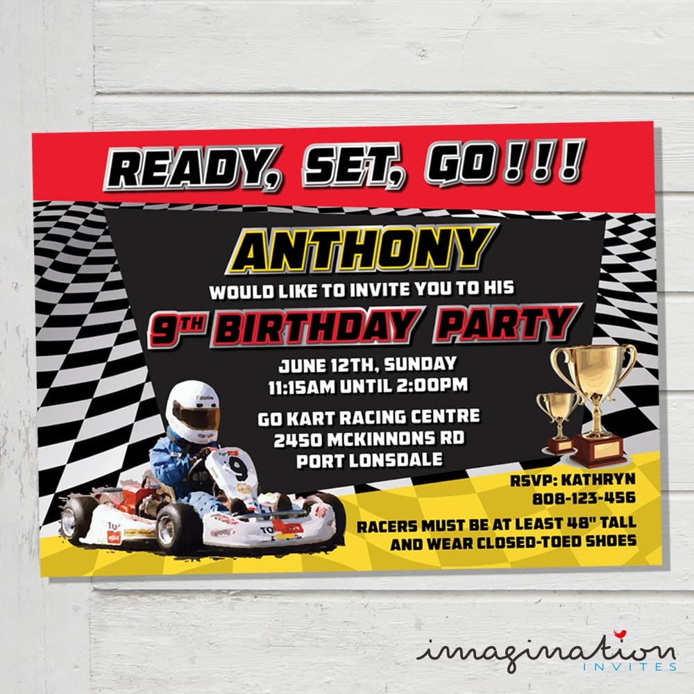 Go Kart Racing Invitation Birthday Party by ImaginationInvites