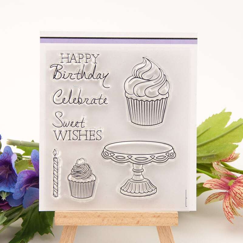 Happy Birthday Cake Clear Stamps for Scrapbooking Transparent Rubber ...