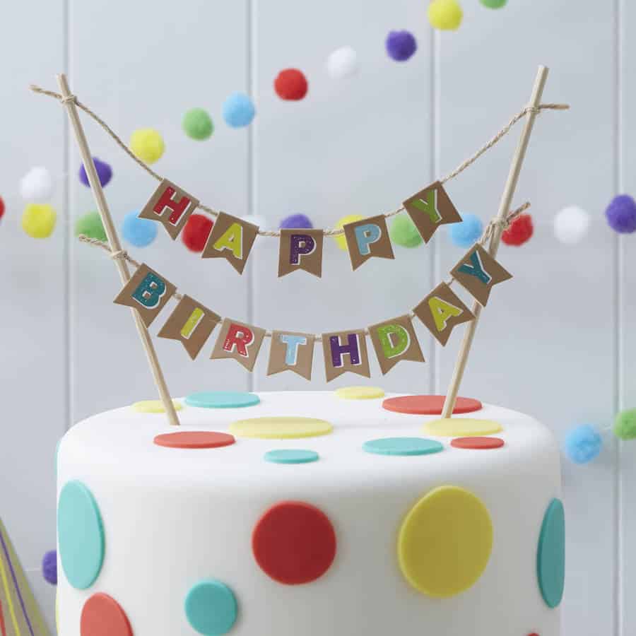 happy birthday kraft cake bunting topper by ginger ray ...